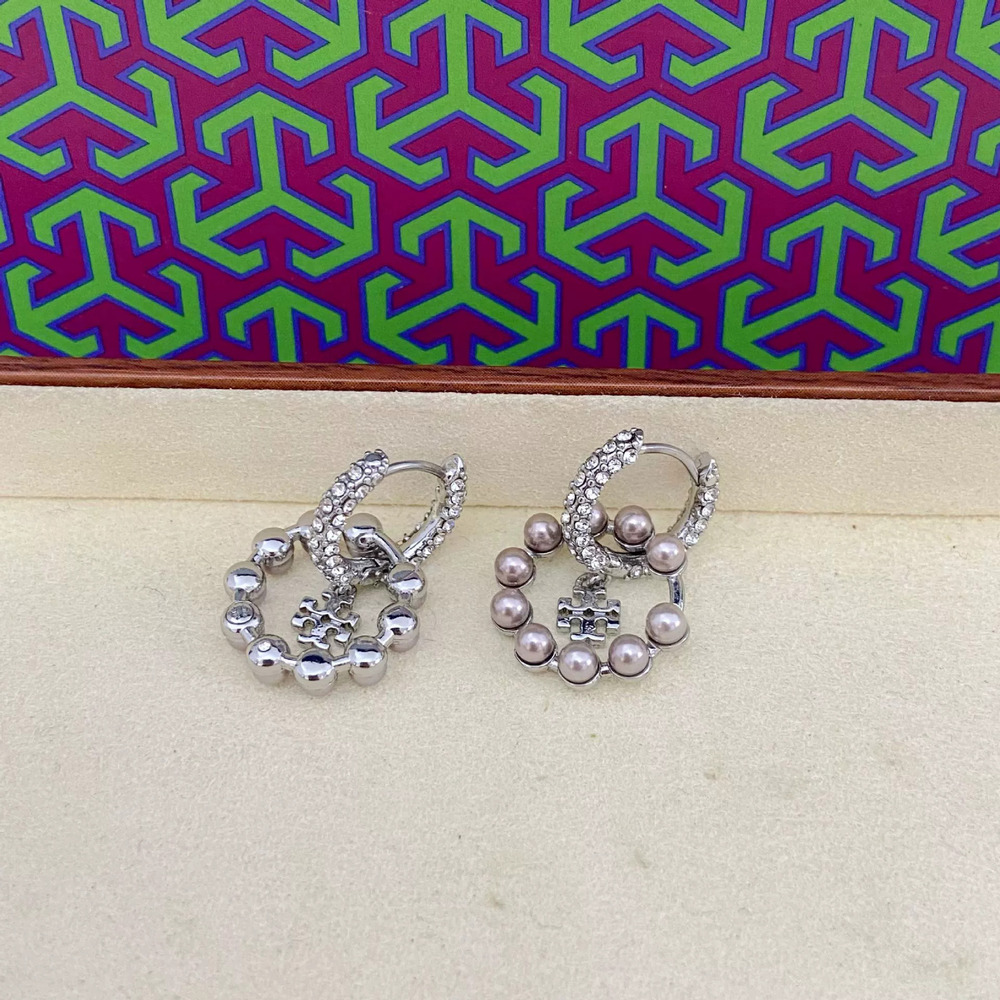 Tory Burch Geometric Rhinestone Initial Earrings